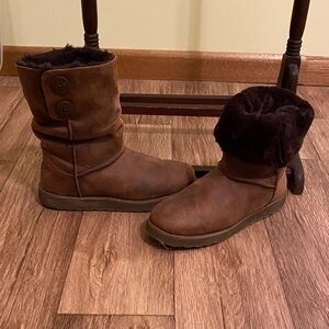 Skechers Brown Button-Accent Winter Boots